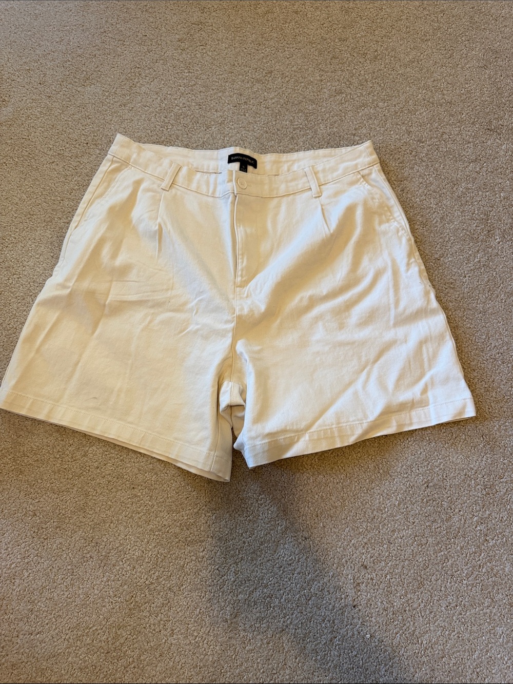 Banana Republic Cream High-Rise Bermuda Shorts